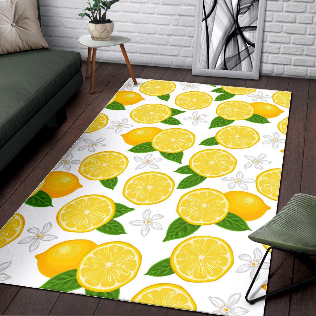 Lemon Flower Pattern Area Rug