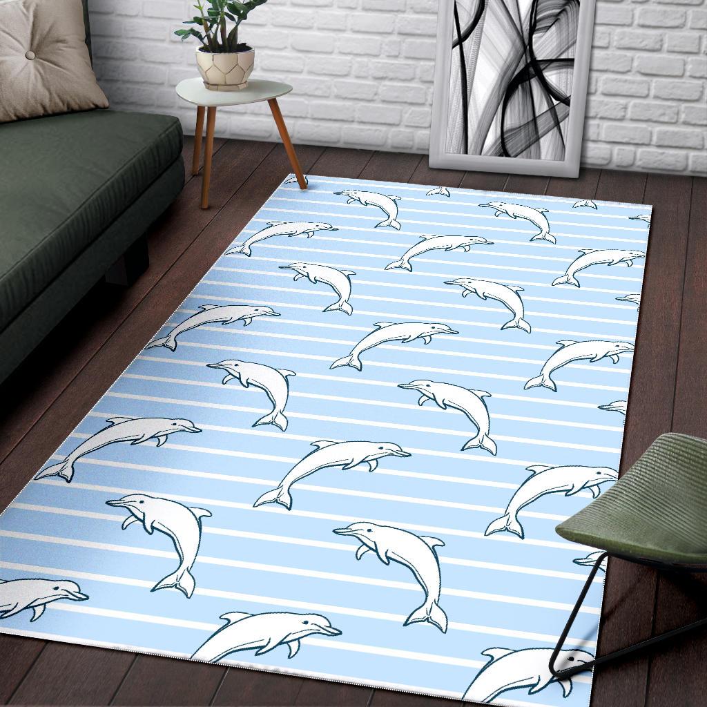 Dolphin blue striped background Area Rug