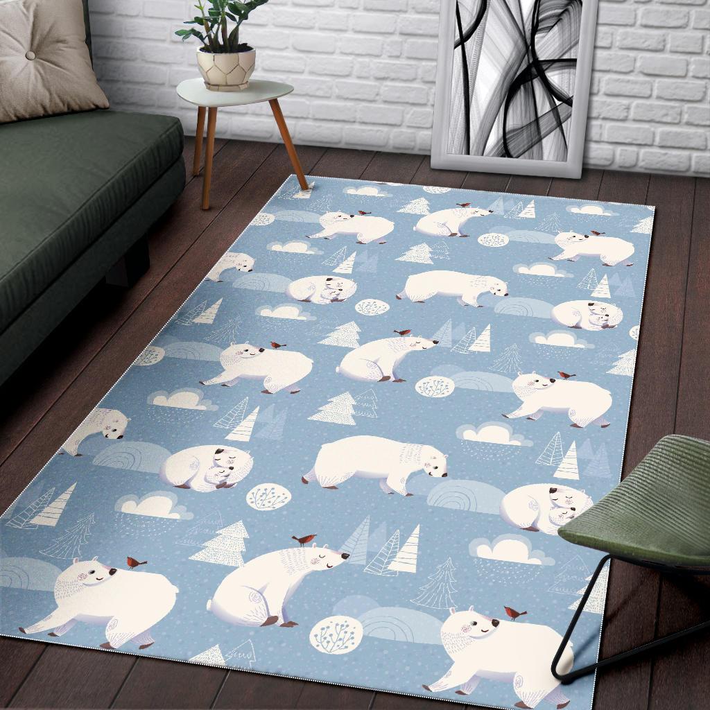 Cute polar bears Christmas decoration pattern Area Rug