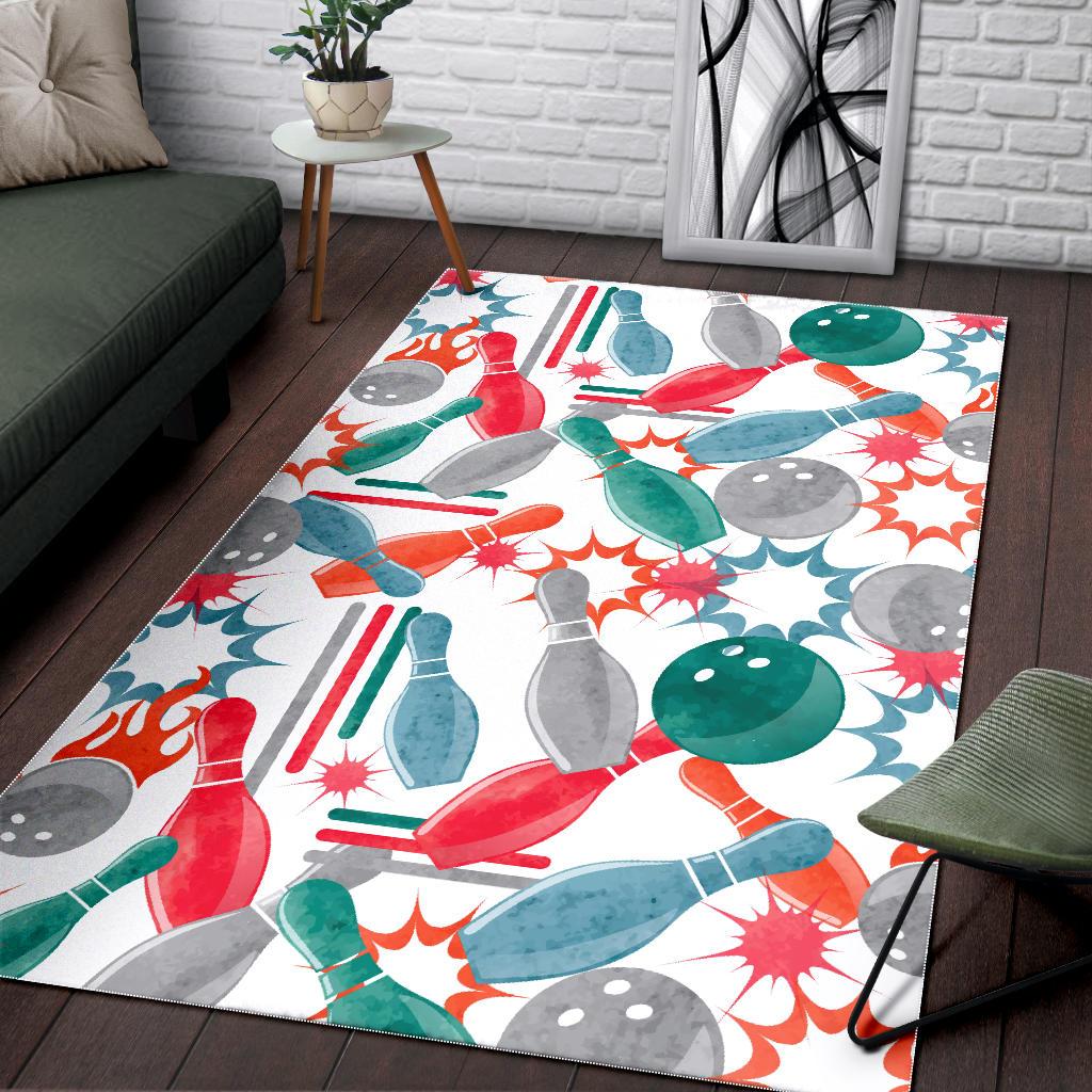 Watercolor bowling pattern Area Rug