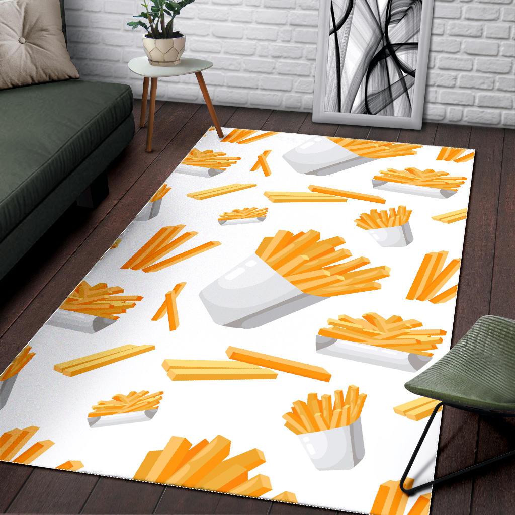 French fries white paper box pattern Area Rug
