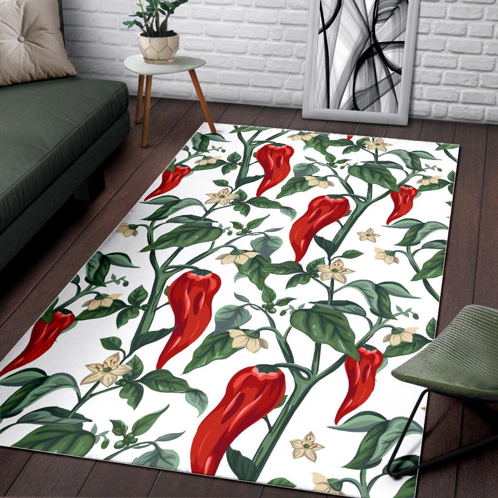 Chili Leaves Flower Pattern Area Rug