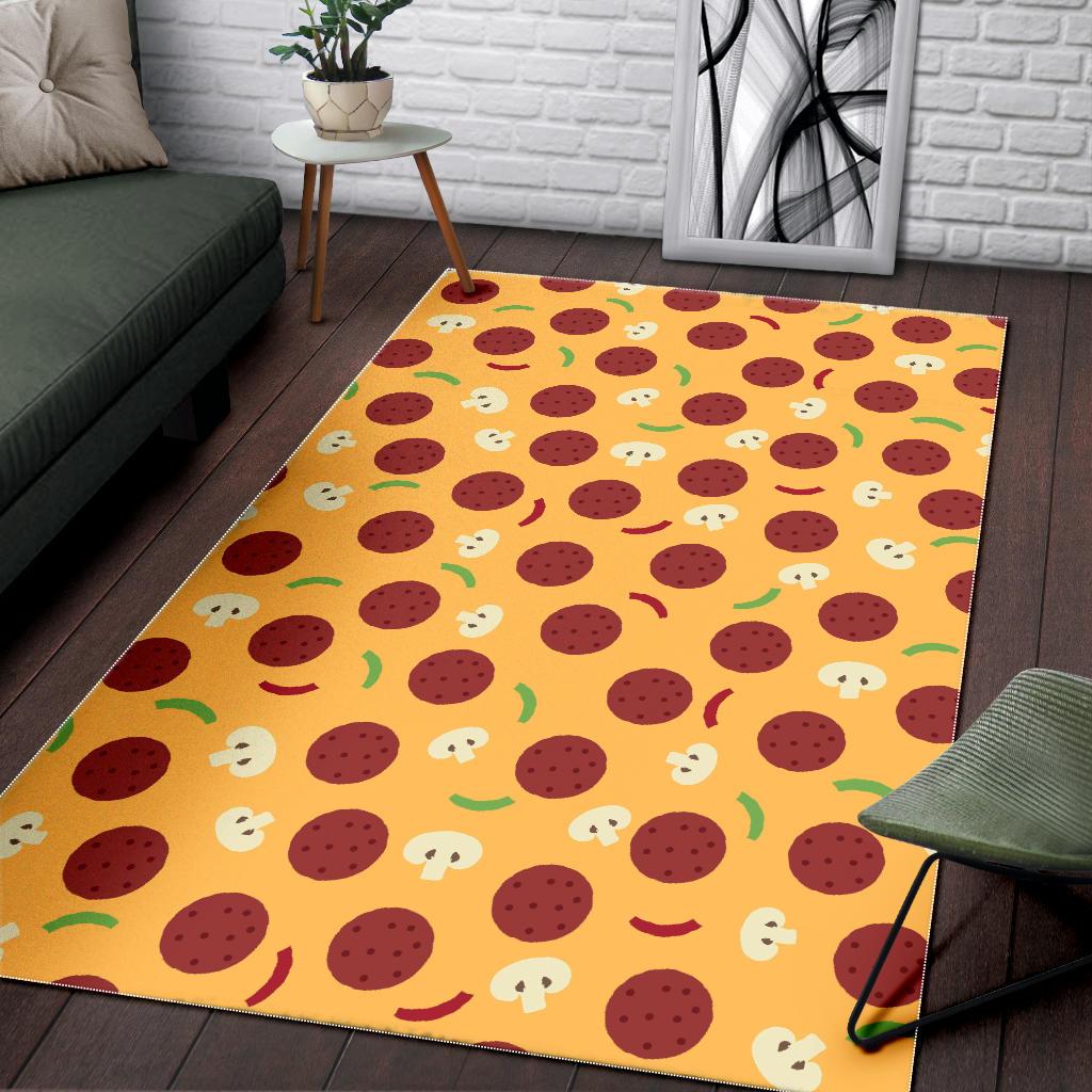 Pizza Salami Mushroom Texture Pattern Area Rug