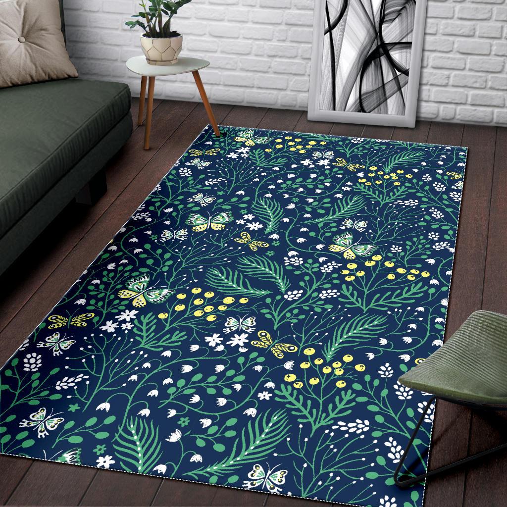 butterfly leaves pattern Area Rug