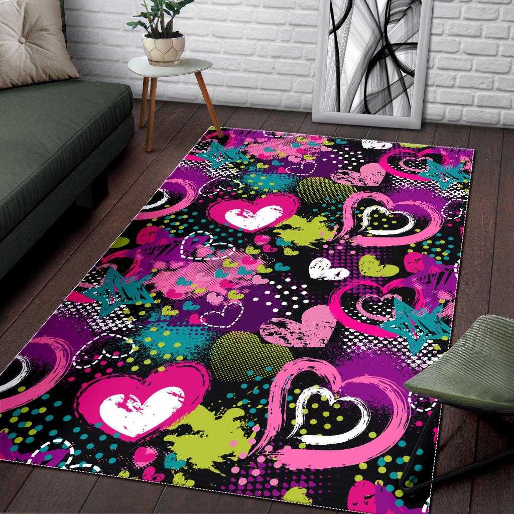 heart dot wave star creative design pattern Area Rug