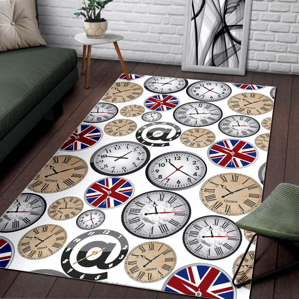 Wall Clock UK Pattern Area Rug
