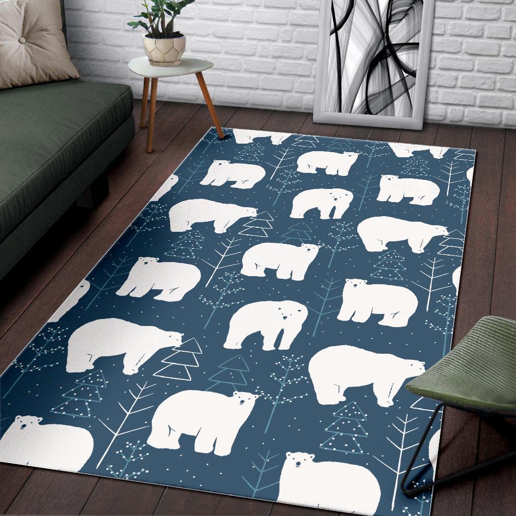 polar bear mother her child pattern Area Rug