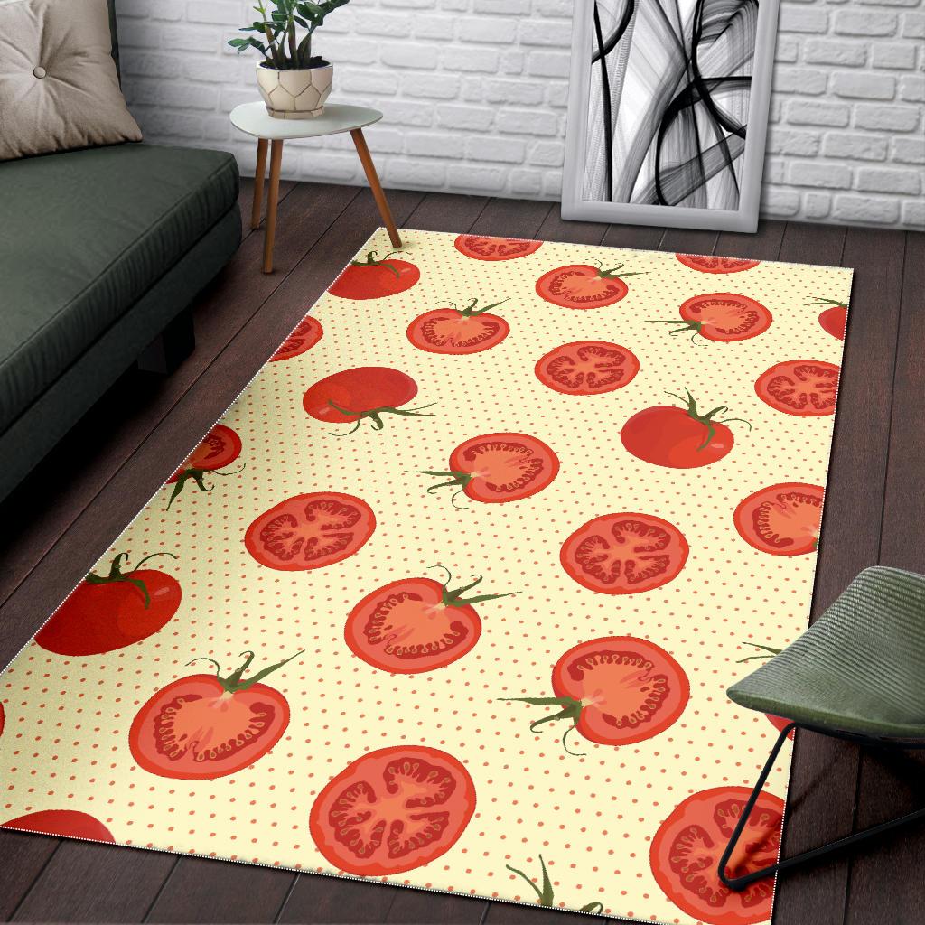 Tomato dot background Area Rug