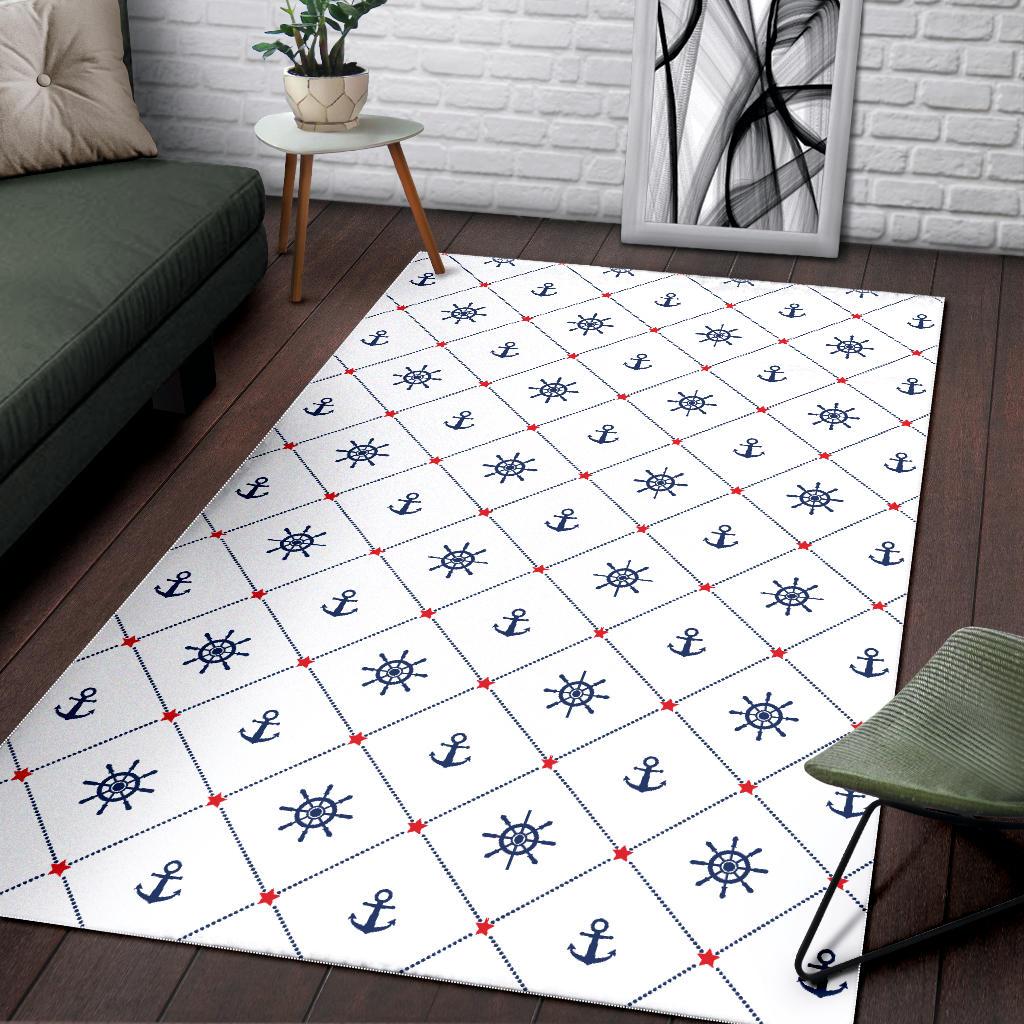 Anchor rudder nautical design pattern Area Rug