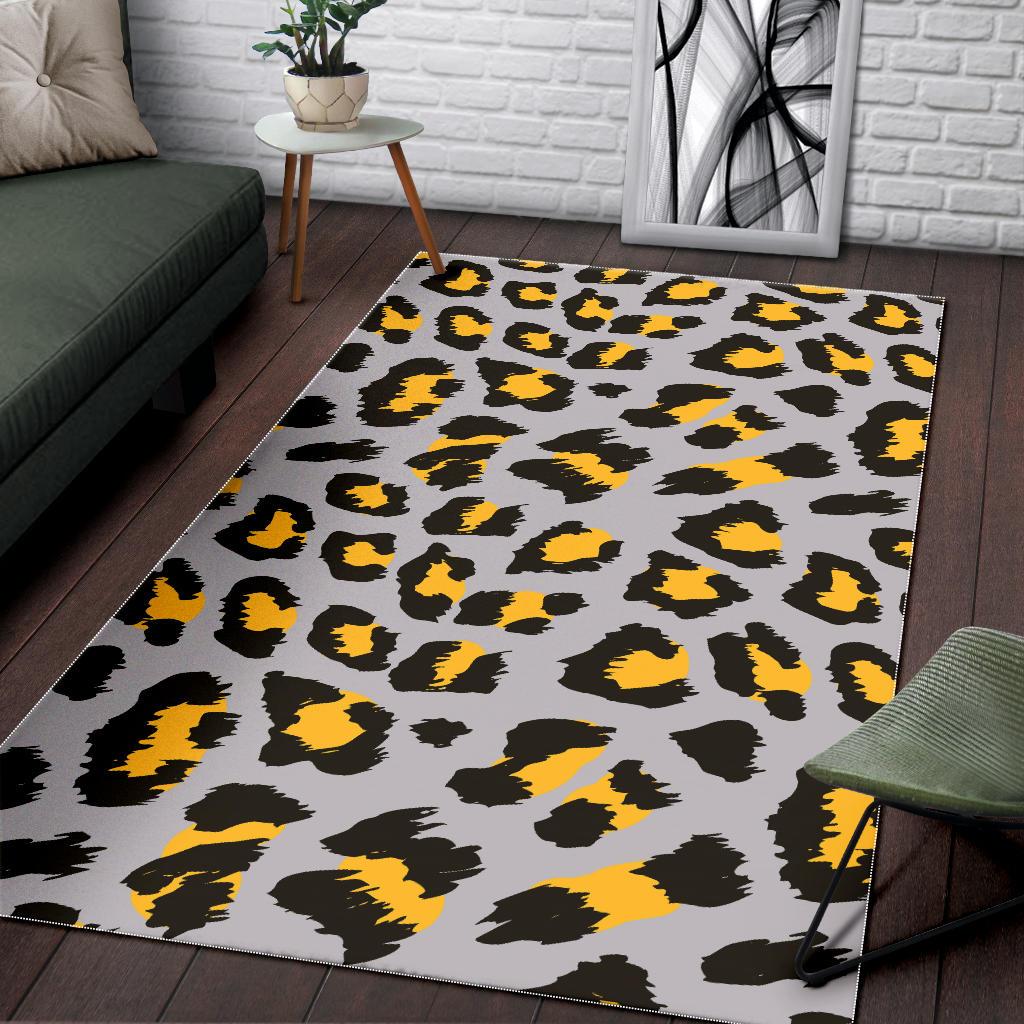 Gray Leopard print pattern Area Rug