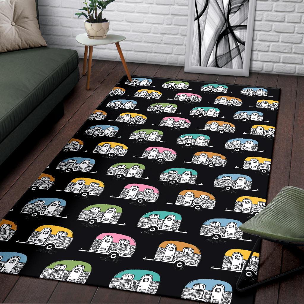 Camper Pattern Camping Themed No 2 Print Area Rugs