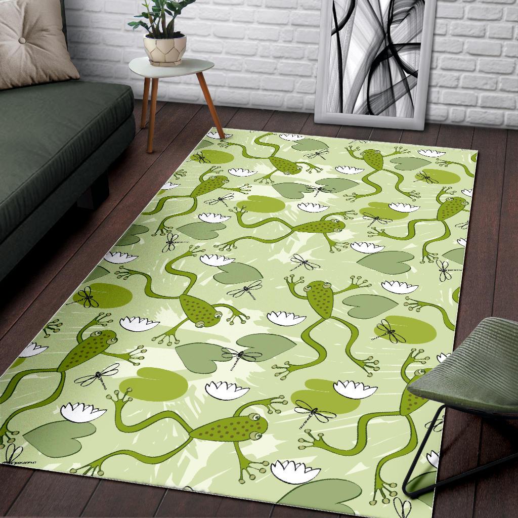 Cute frog dragonfly pattern Area Rug