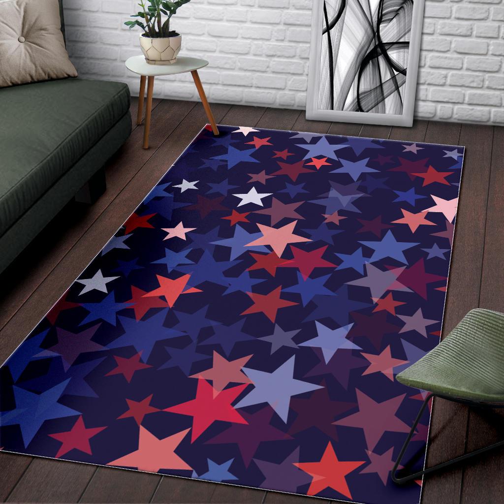 Red blue star pattern Area Rug