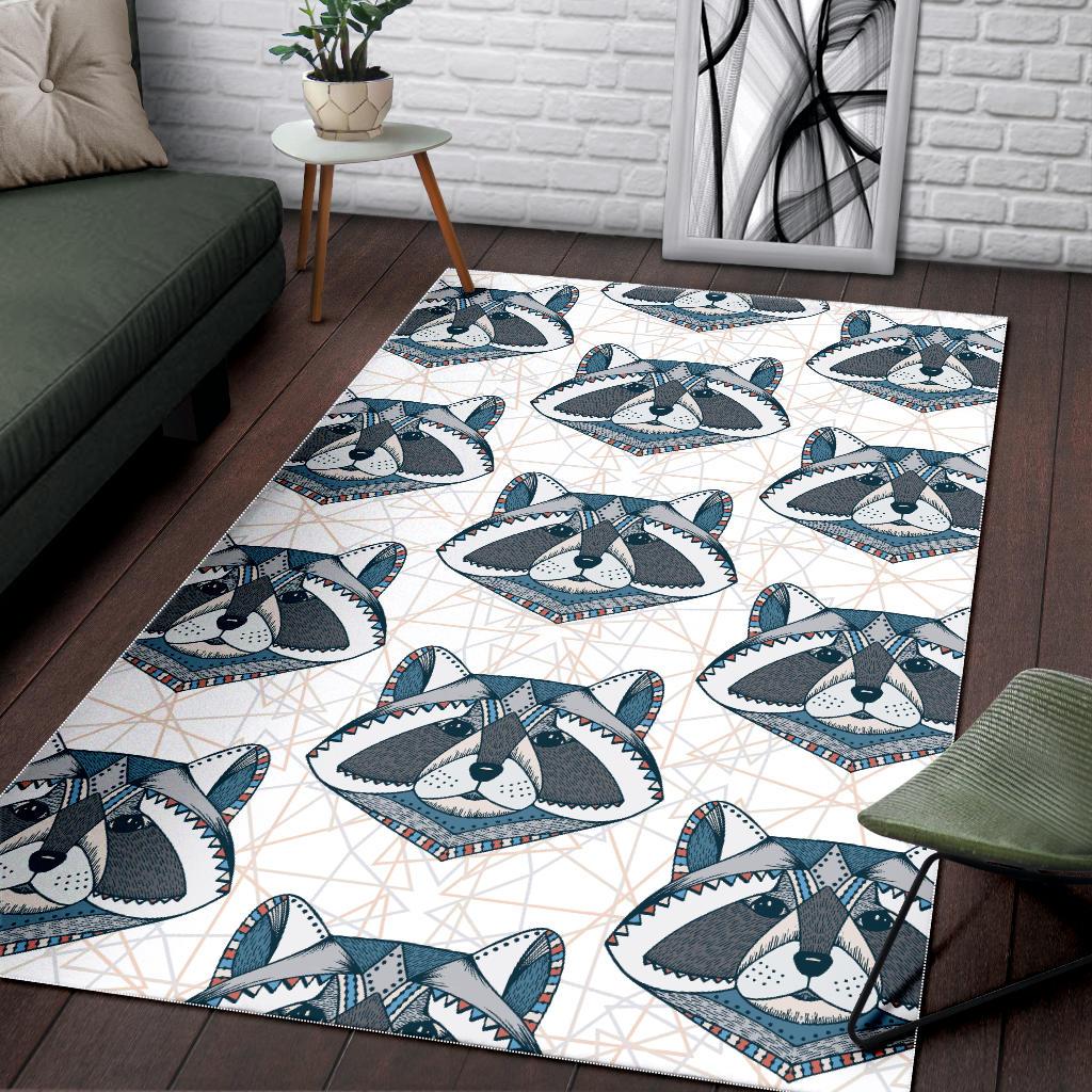 Raccoon Head Pattern Area Rug