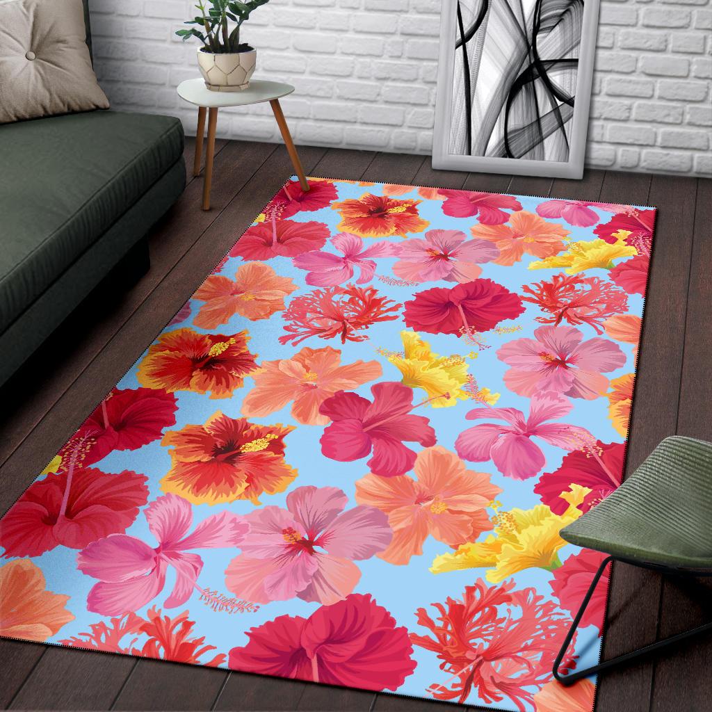 Hibiscus Pattern Print Design HB020 Area Rugs