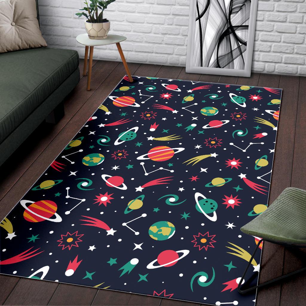 colorful space pattern planet star Area Rug
