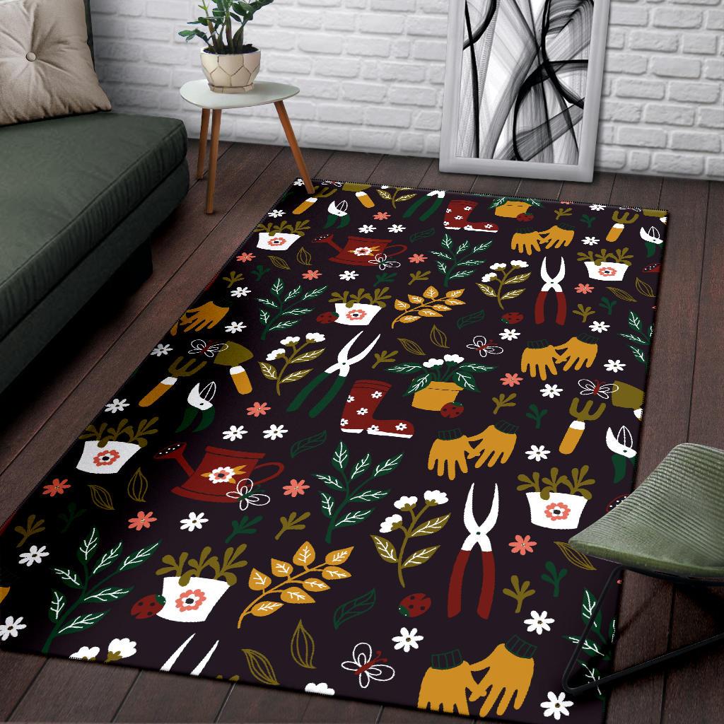 Gardening Pattern Print Design G05 Area Rugs