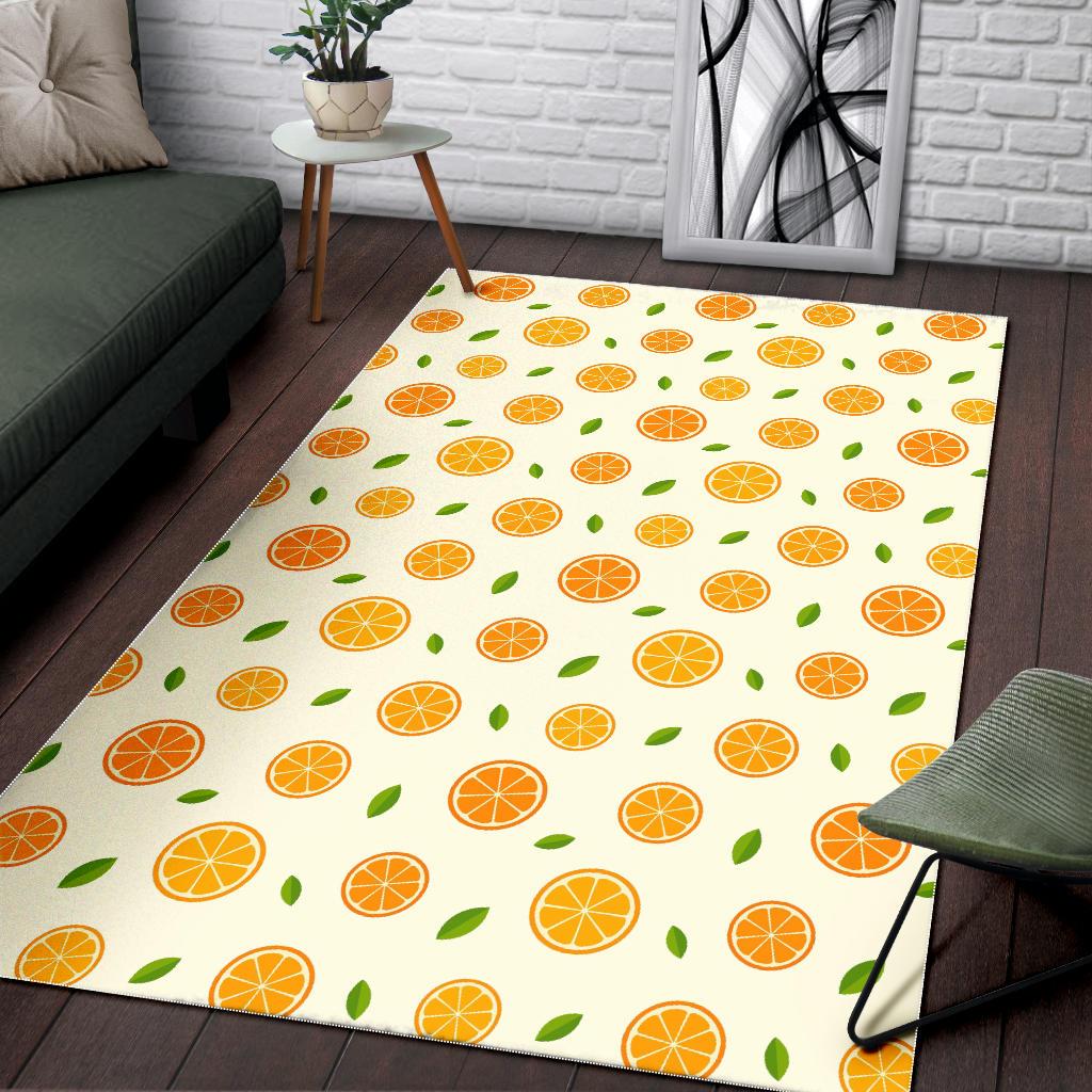 oranges leaves pattern Area Rug