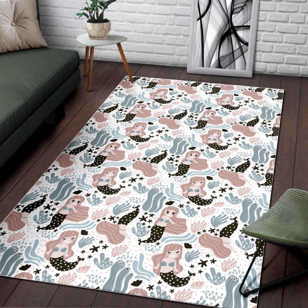 cute mermaid pattern Area Rug