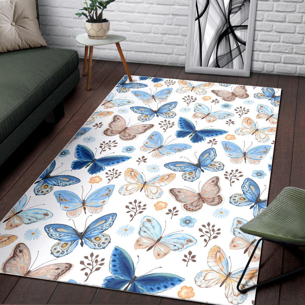 blue butterfly pattern Area Rug