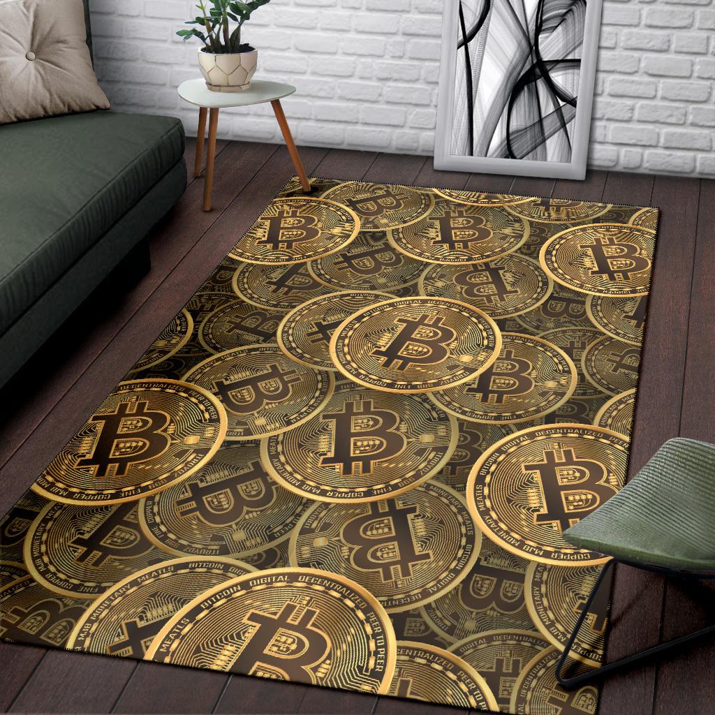 Bitcoin Pattern Print Design DO01 Area Rugs
