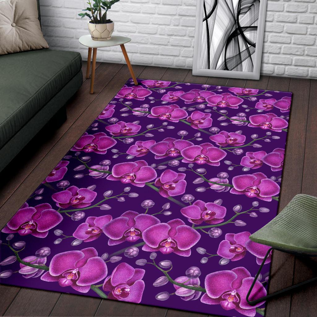 Orchid Purple Pattern Print Design OR02 Area Rugs
