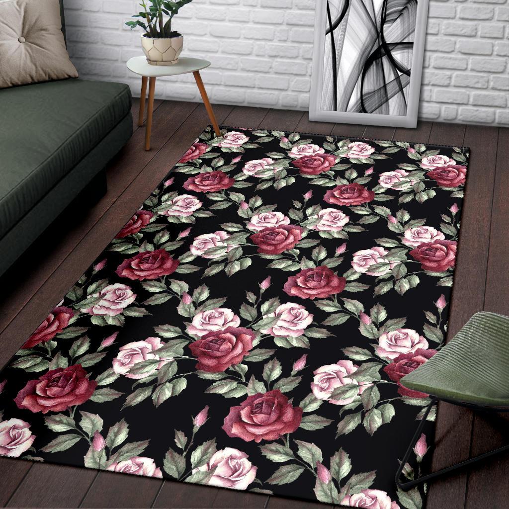 Rose Red Pink Pattern Print Design RO03 Area Rugs