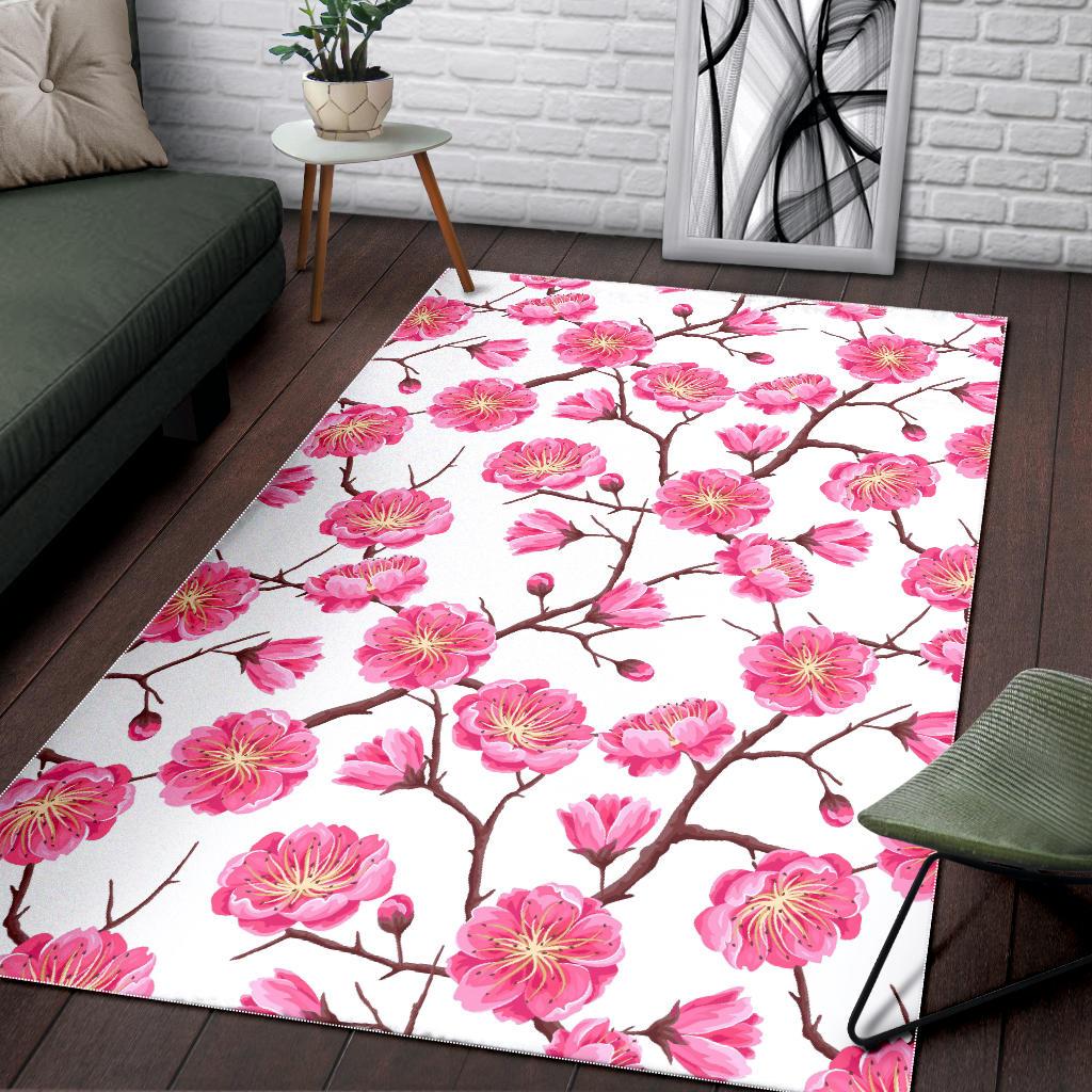 Pink Sakura Pattern Area Rug