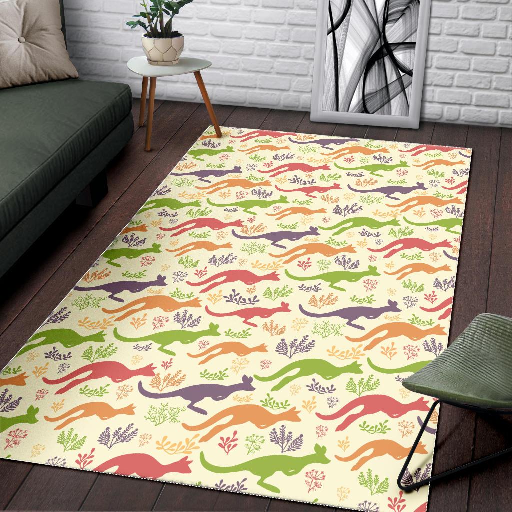 Colorful Kangaroo Pattern Area Rug