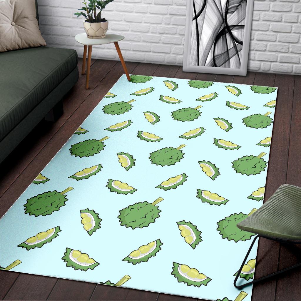 Durian pattern blue background Area Rug