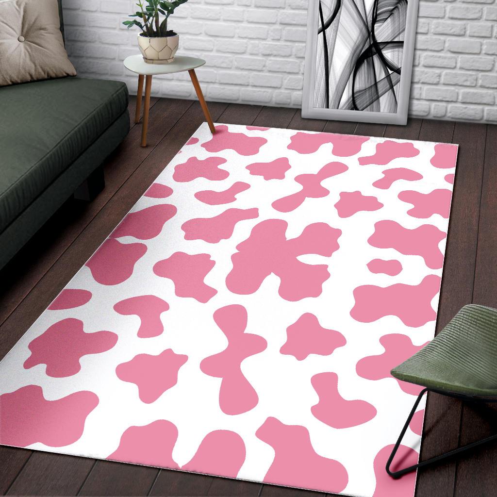 Pink Cow Skin Pattern Area Rug