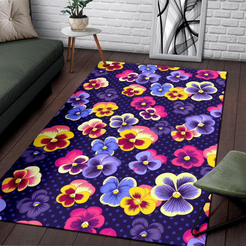 Pansy Pattern Print Design PS04 Area Rugs