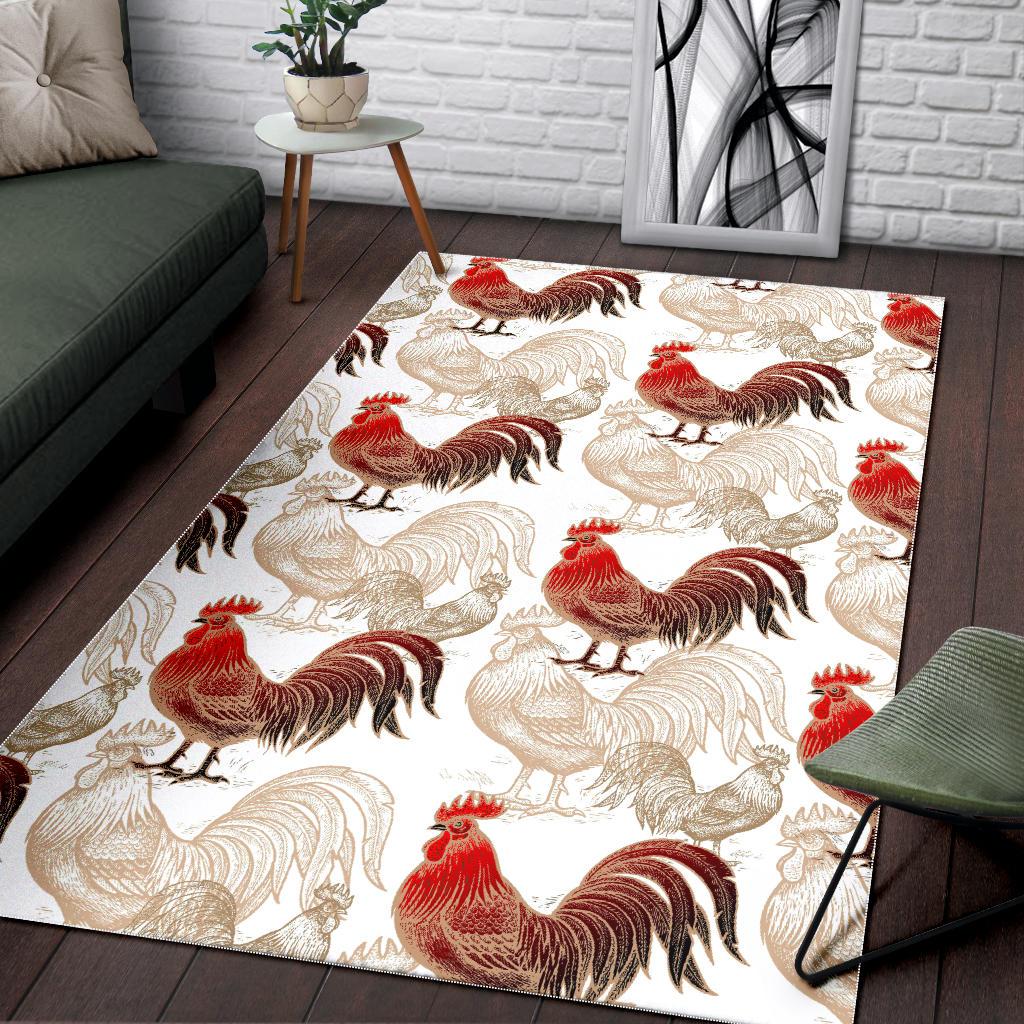 Rooster Chicken Pattern Area Rug