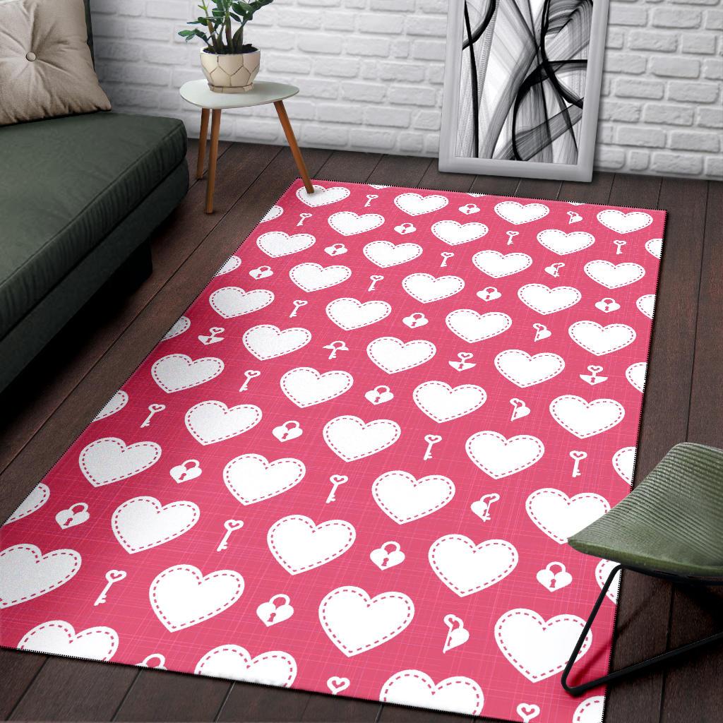 Heart Key Pattern Print Design HE09 Area Rugs
