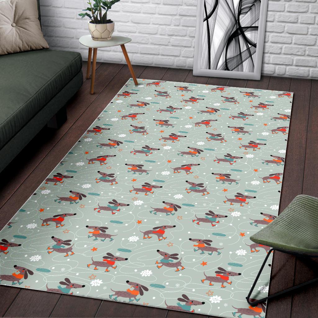 Dachshund Skating Pattern Area Rug