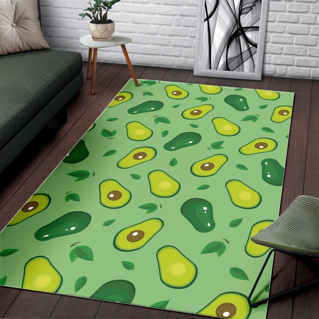 Avocado pattern green background Area Rug