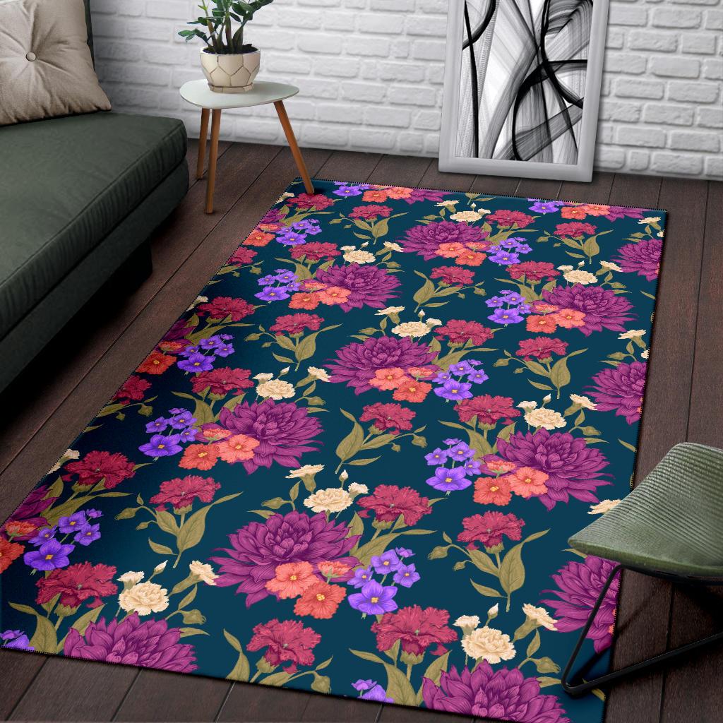 Dahlia Pattern Print Design DH01 Area Rugs