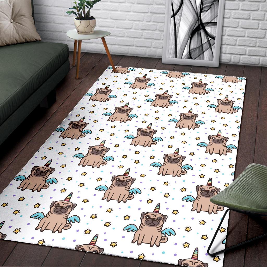 Unicorn Pug Pattern Area Rug