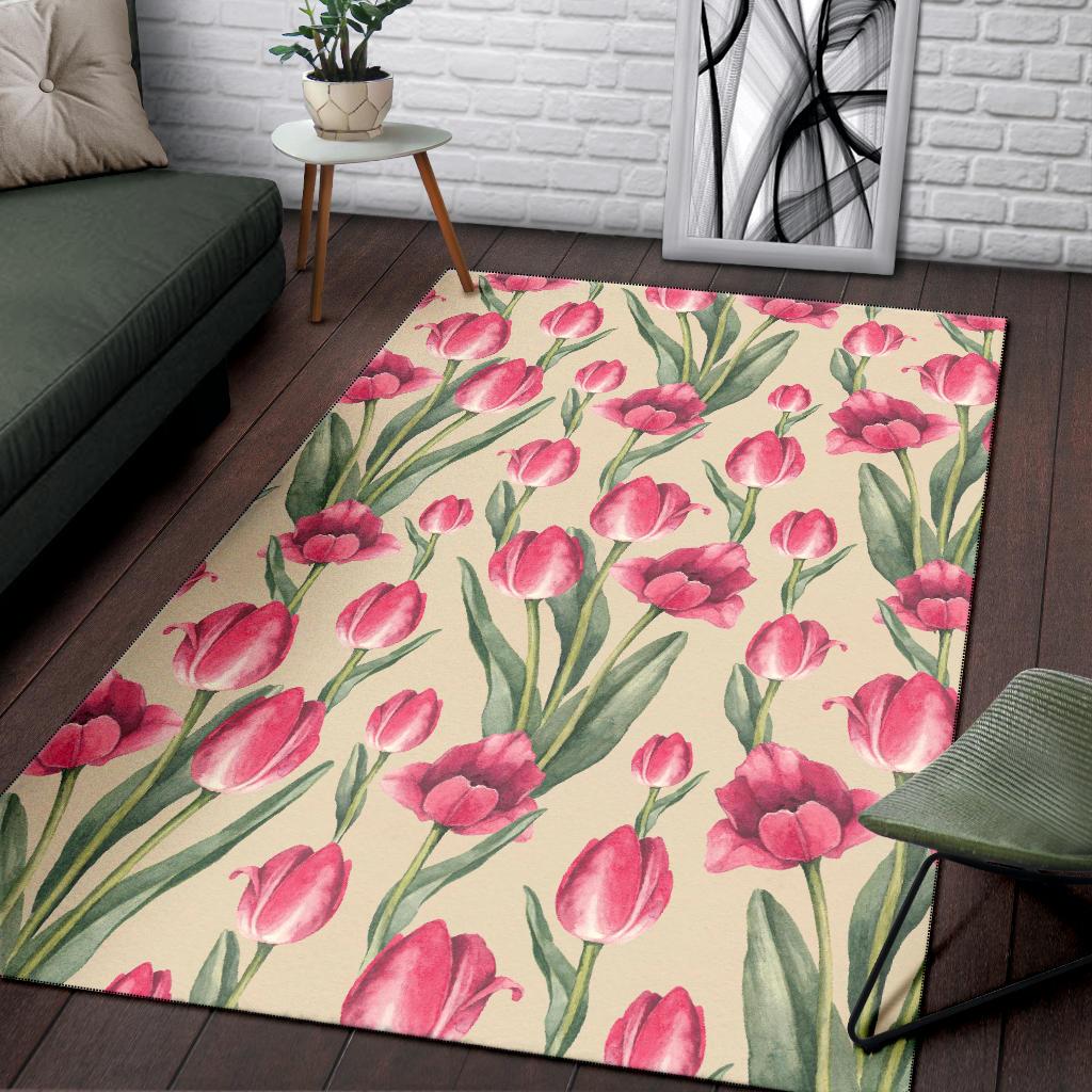 Tulip Pink Pattern Print Design TP06 Area Rugs
