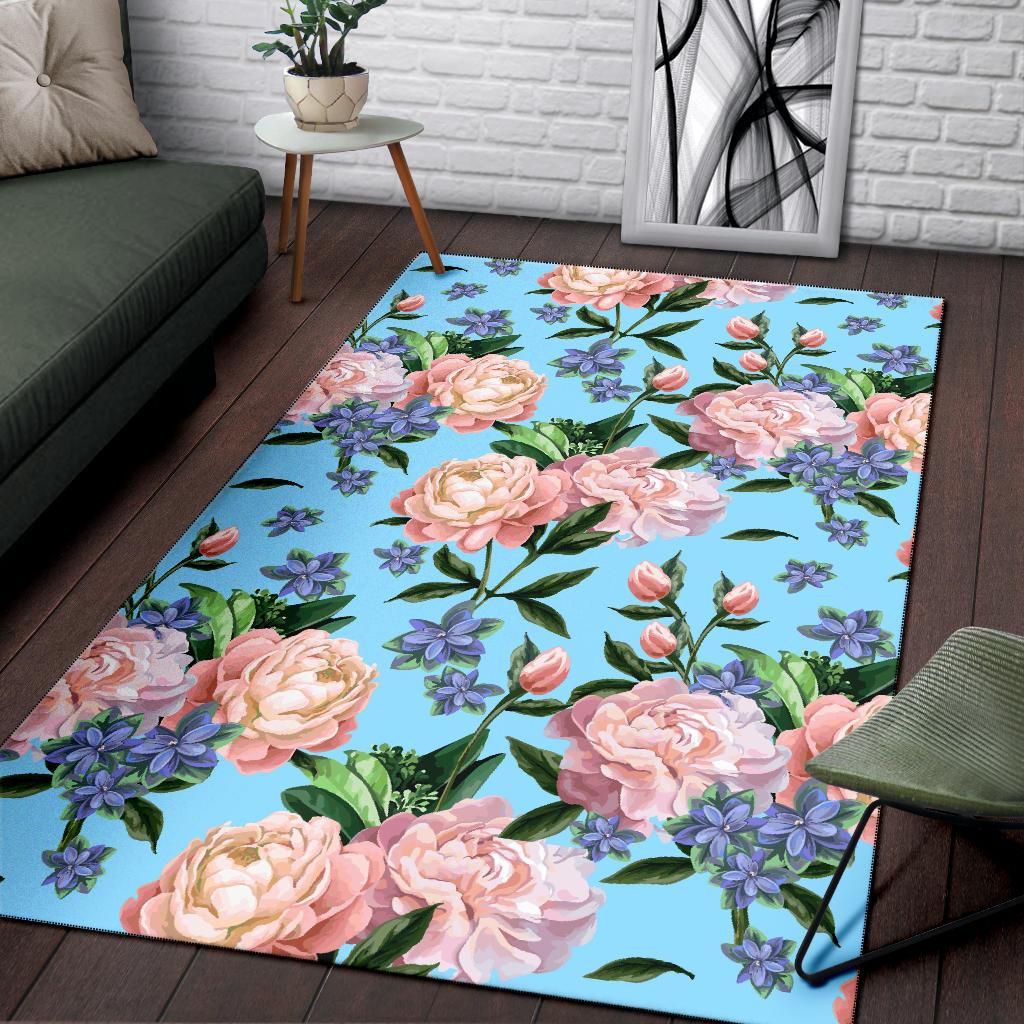 Peony Pattern Print Design PE02 Area Rugs