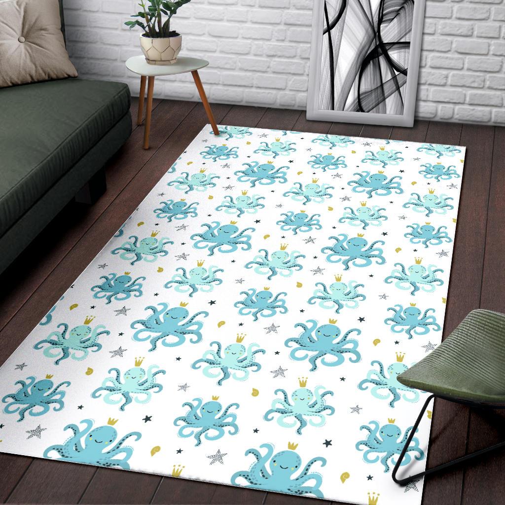 Octopus Blue Pattern Area Rug