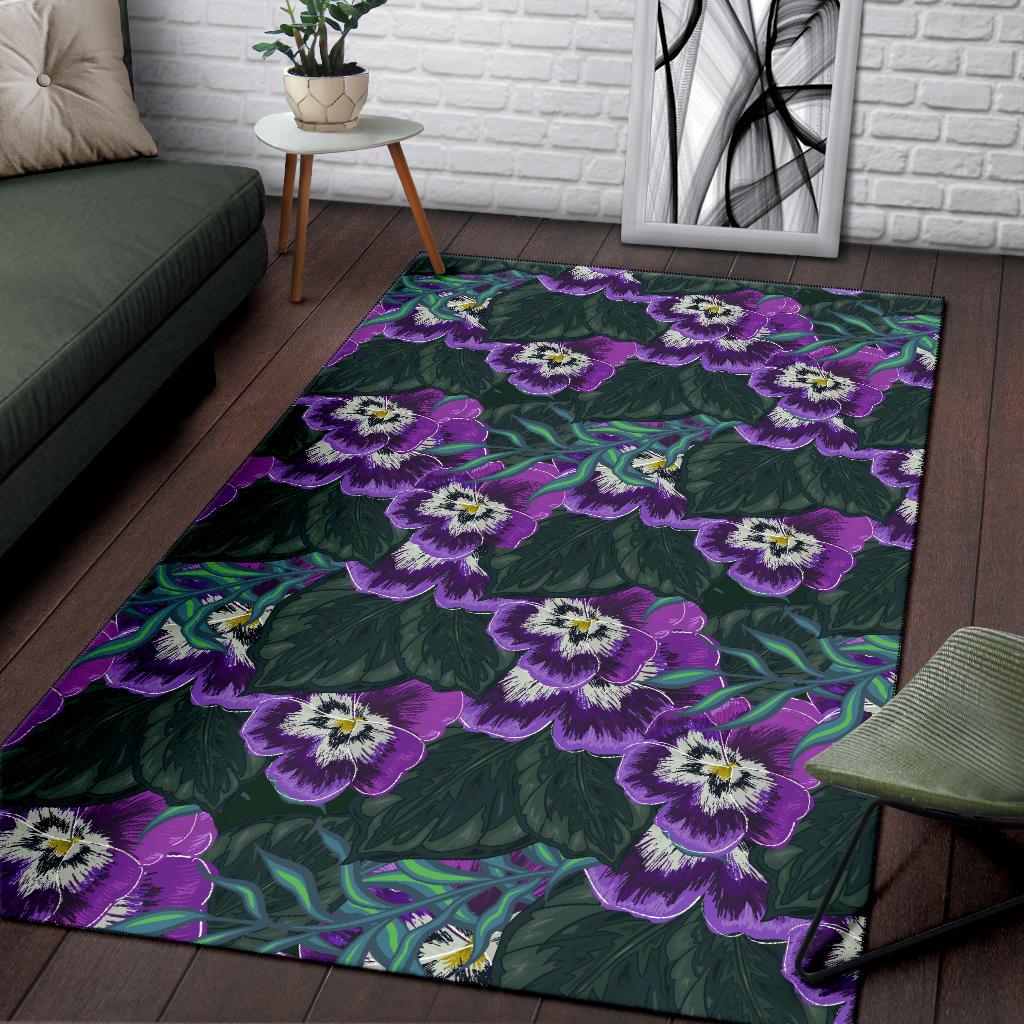 Pansy Pattern Print Design PS07 Area Rugs