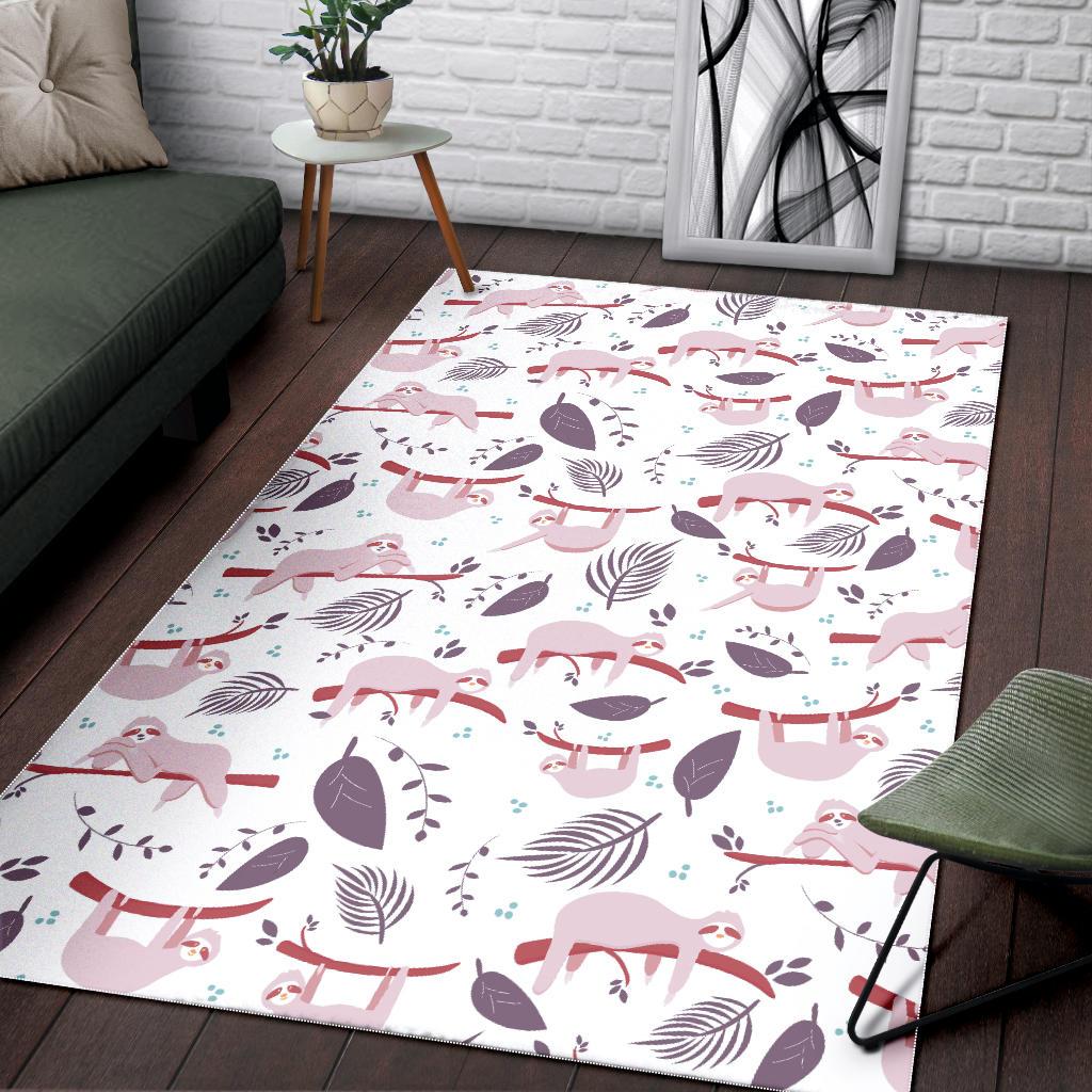 Sloth Leaves Pattern Area Rug