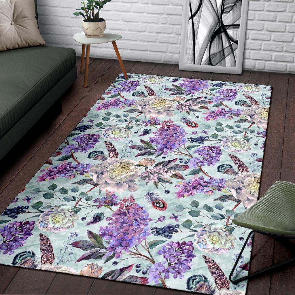 Lilac Pattern Print Design LI06 Area Rugs