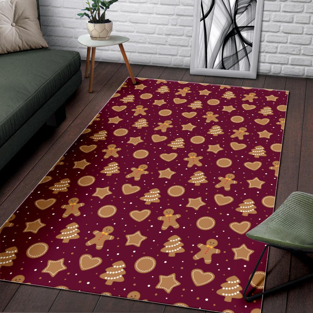 Christmas Ginger Cookie Pattern Background Area Rug