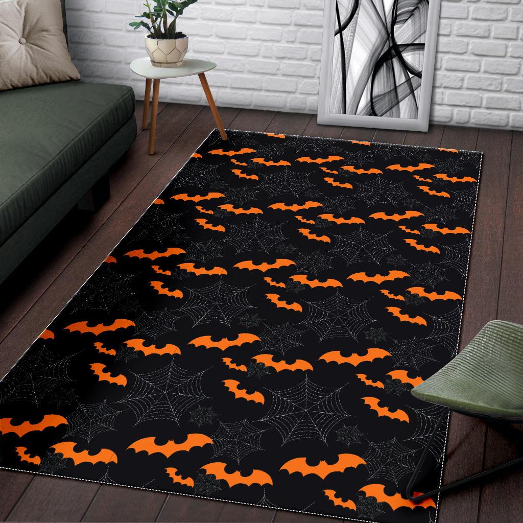 Cobweb Spider Web Bat Pattern Area Rug