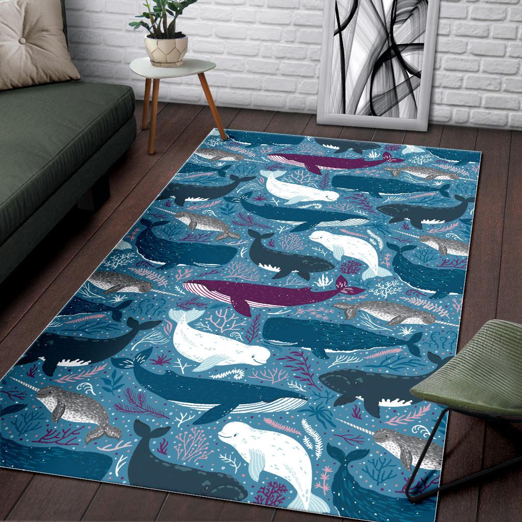 Whale design pattern Area Rug