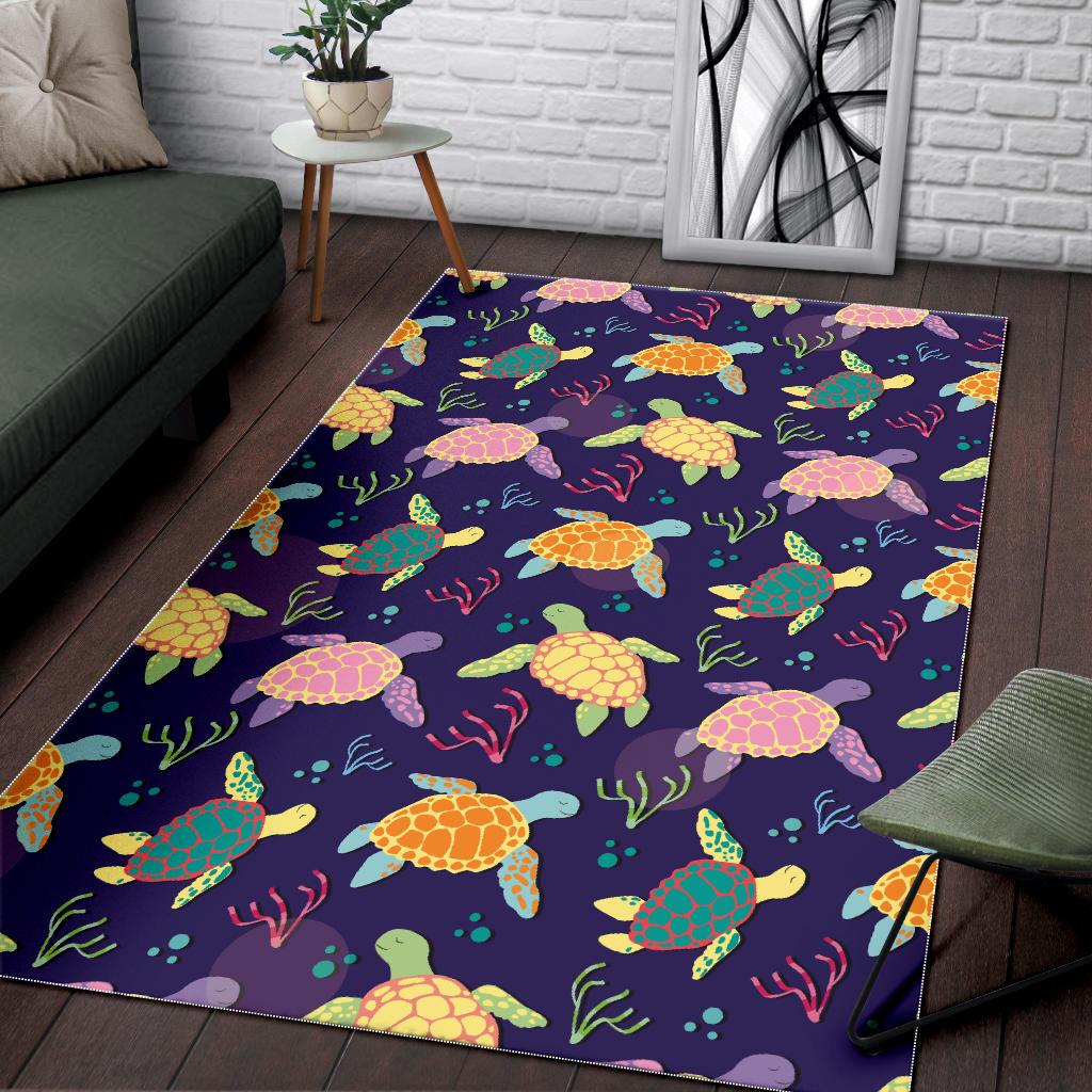 Colorful sea turtle pattern Area Rug