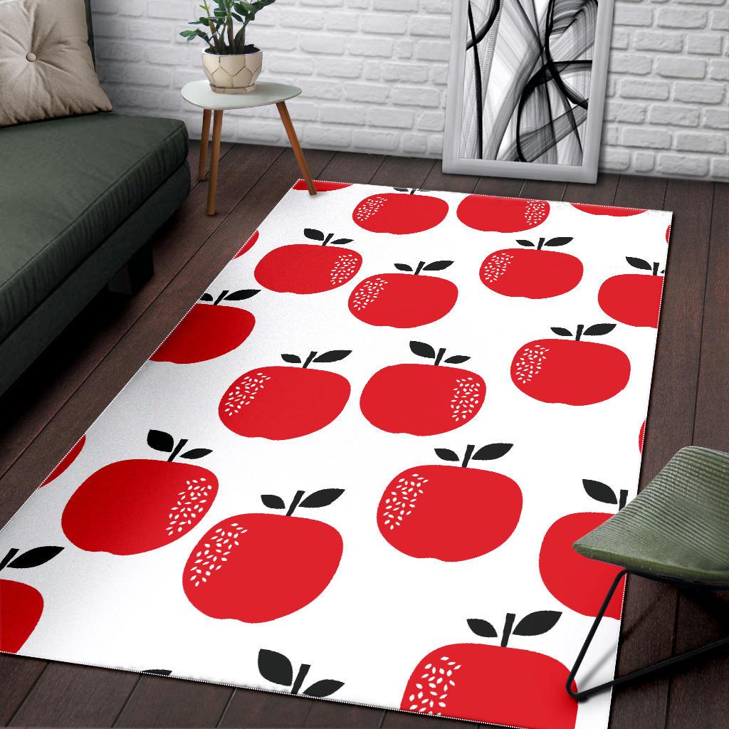 red apples white background Area Rug
