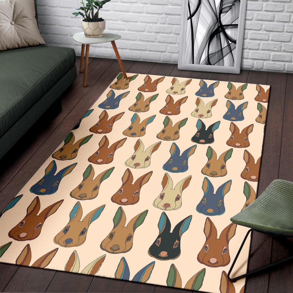 Rabbit Pattern Print Design RB04 Area Rugs